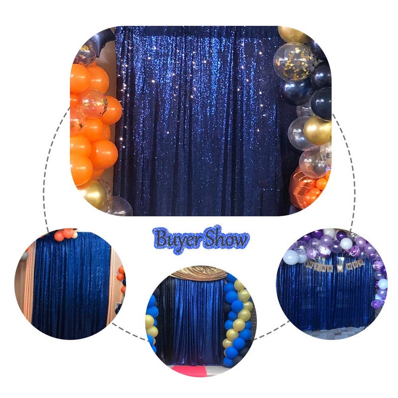 SquarePie Sequin Backdrop 6FT x 8FT Navy Blue Curtain Background for Wedding Party - Image 4